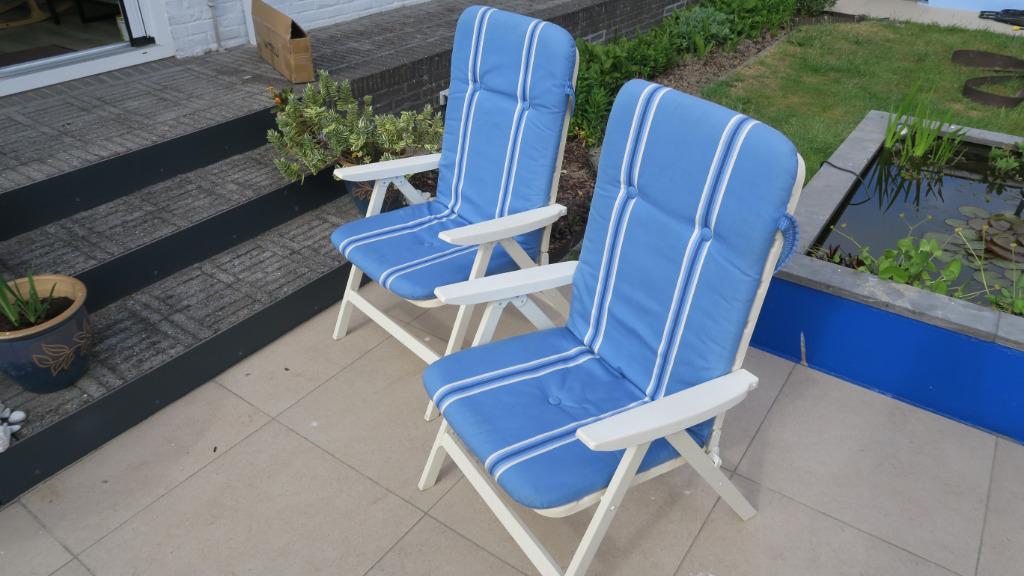 2 verstelbare tuinzetels en bijpassend kussen. Merk Ketler, Ophalen, Gebruikt, Kunststof, Verstelbaar
