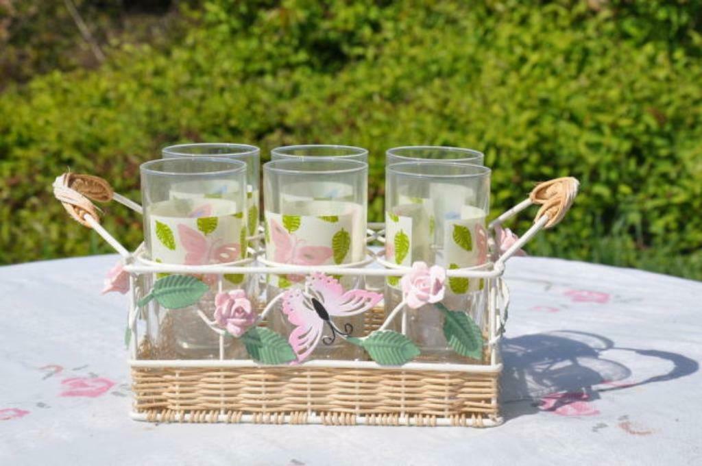 §  service a limonade decor papillon, Enlèvement ou Envoi, Comme neuf, Verre, Verre ou Verres