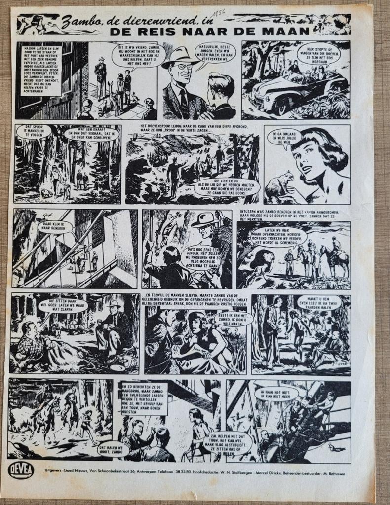 Oud stripknipsel: Zambo, de dierenvriend (1956), Ophalen of Verzenden, 1940 tot 1960, Knipsel(s)
