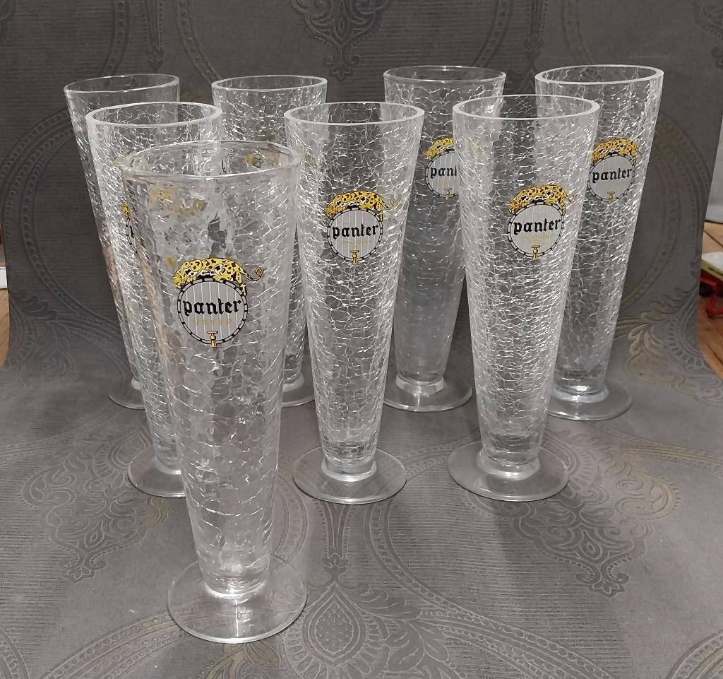 8 verres à bretzels de Panther Bacchus Baasrode, Collections, Enlèvement ou Envoi, Utilisé, Verre ou Verres