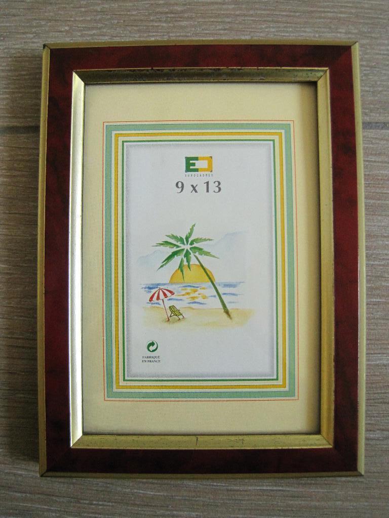 Fotolijst 9 x 13 mahonie met gouden randen, Ophalen of Verzenden, Gebruikt