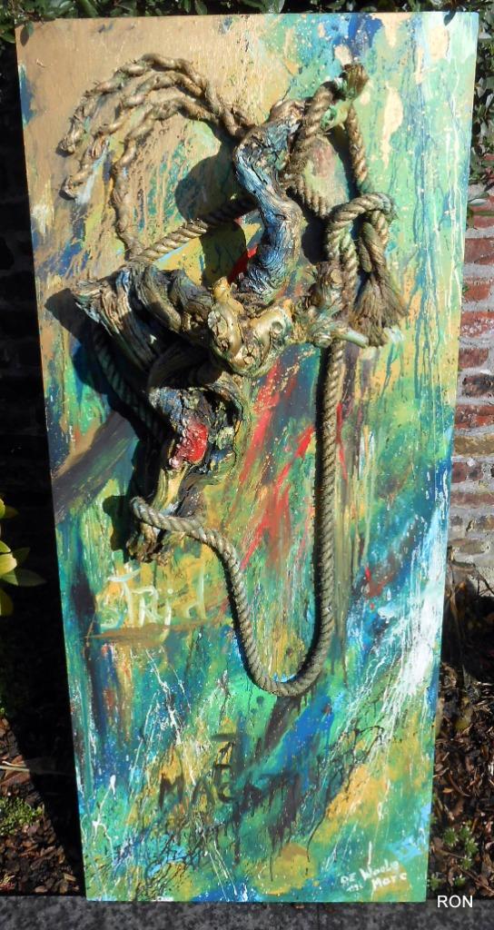 Groot kunstwerk van Marc De Waele., Antiquités & Art, Art | Peinture | Moderne, Enlèvement