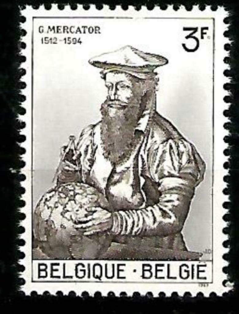 België 1962 Mercator OBP 1213** (gebroken kader), Postzegels en Munten, Postzegels | Europa | België, Orginele gom, Ophalen of Verzenden