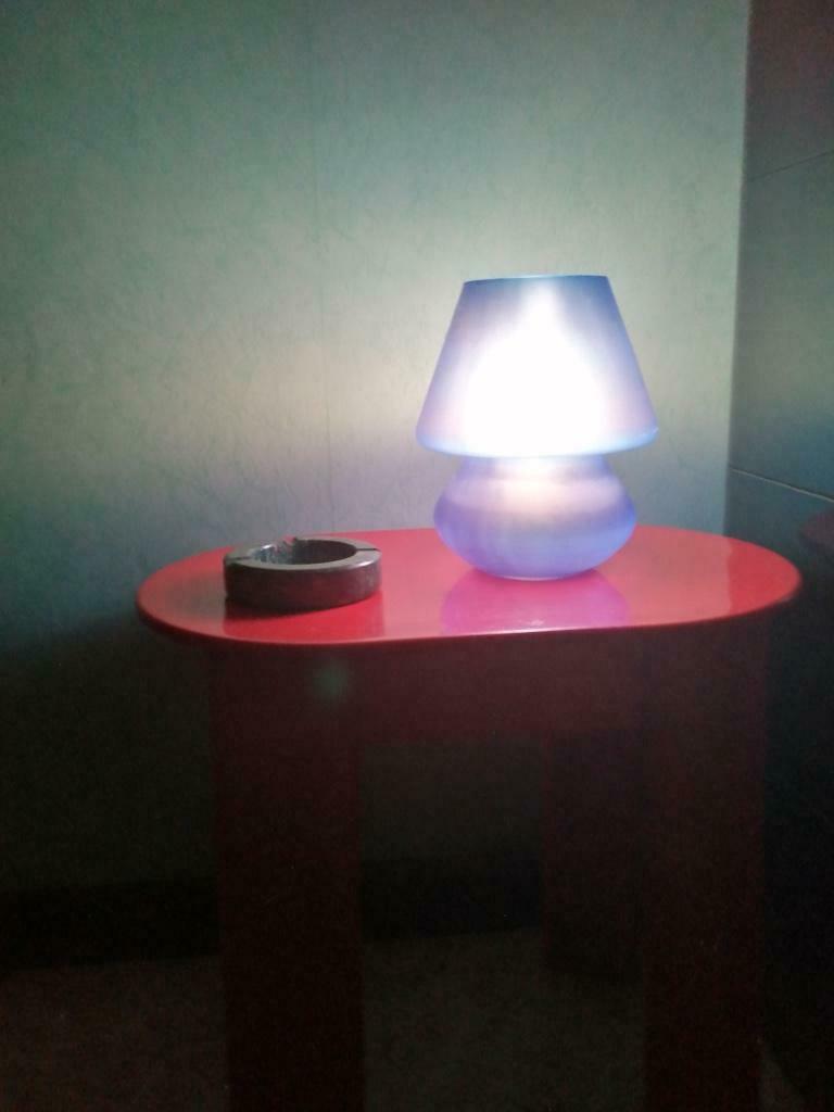 Lampe de table vintage SCE en verre bleu, Enlèvement
