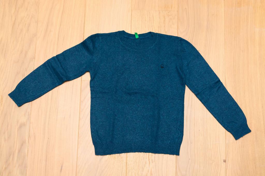 Petrolkleurige trui Benetton, maat 4-5 jaar, Gebruikt, Trui of Vest, Ophalen of Verzenden, Jongen