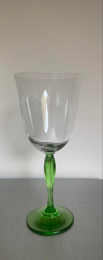 Wijnglazen -14 -vintage -kristalglas -H 21,5cm - groene voet, Antiek en Kunst, Antiek | Glaswerk en Kristal, Ophalen