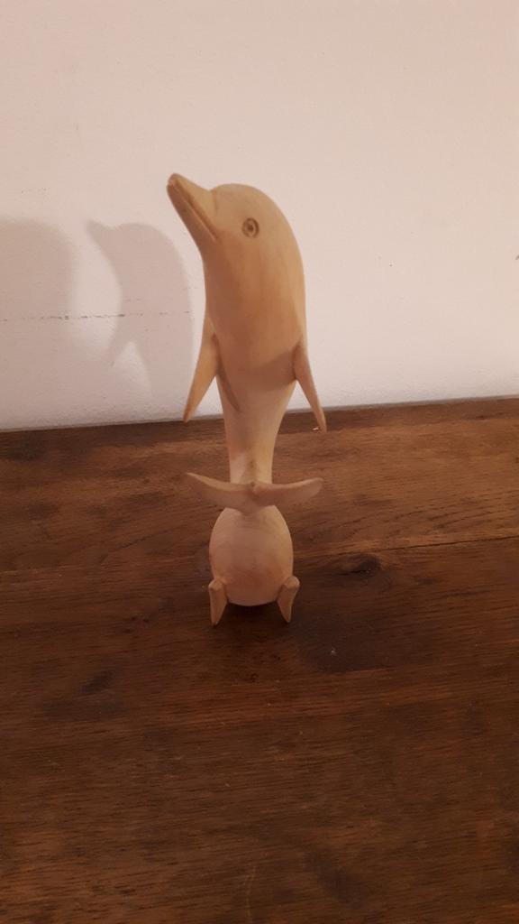 Houten dolfijnbeeldje, Ophalen of Verzenden, Zo goed als nieuw, Dier