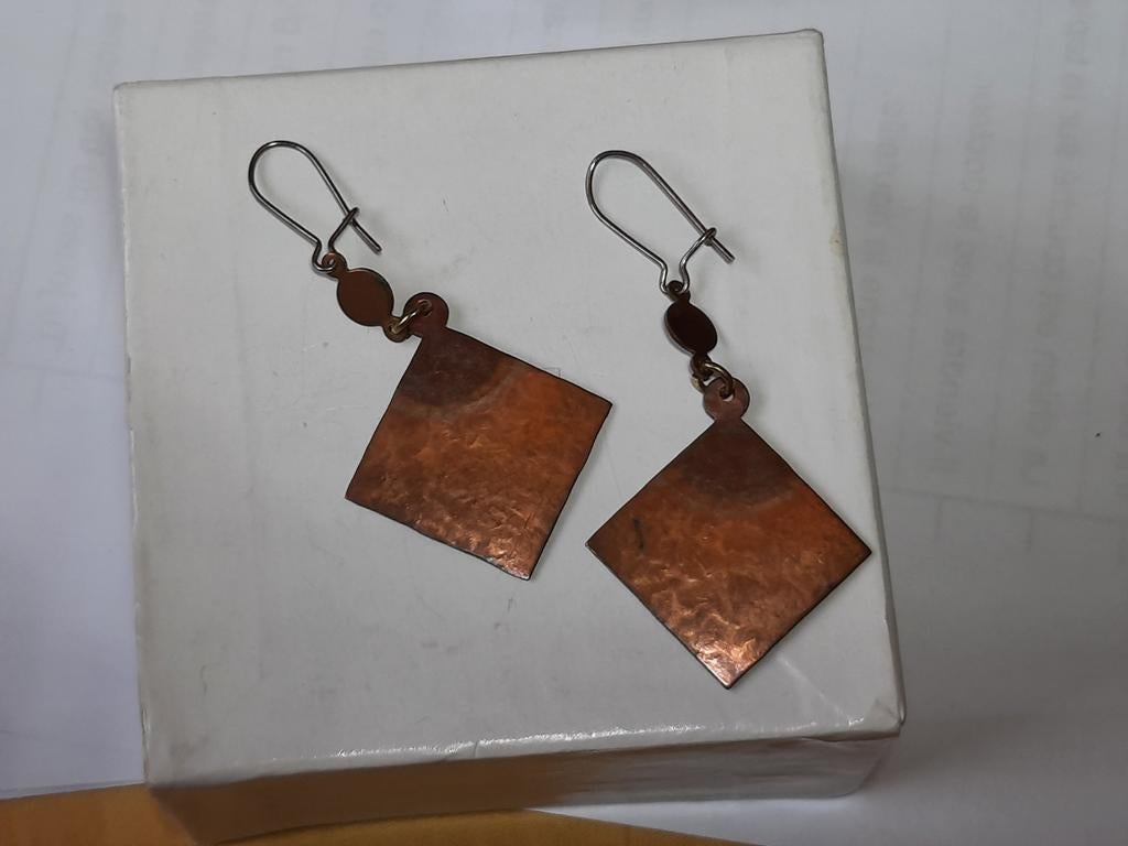 Boucles d'oreilles 5 cm de long, couleur cuivre, Bijoux, Sacs & Beauté, Boucles d'oreilles, Neuf, Brun, Autres matériaux, Pendantes