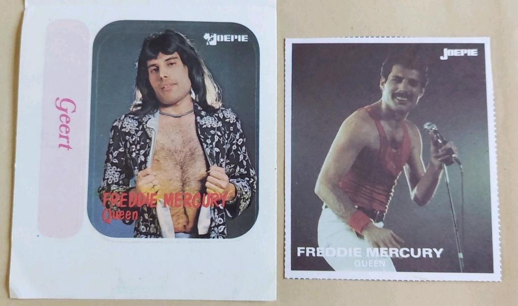 2 stickers van Freddie Mercury, Ophalen of Verzenden, Zo goed als nieuw, Film, Tv of Omroep