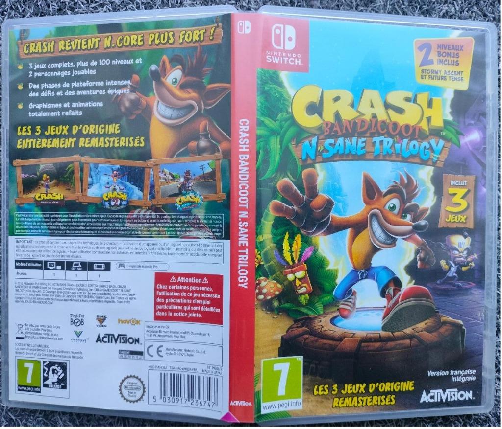 Nintendo Switch Crash N Sane Trilogy, Consoles de jeu & Jeux vidéo, Enlèvement, Comme neuf, Aventure et Action, À partir de 7 ans