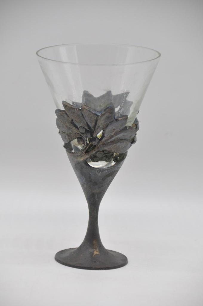 Sierglas - metalen voet - event. voor droogbloemen?, Antiek en Kunst, Ophalen of Verzenden