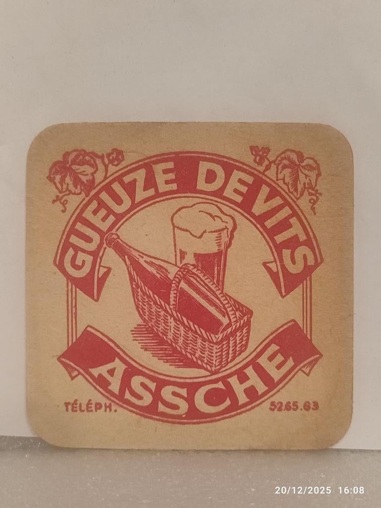 Oude onderzetter van de Gueuze DE VITS ASSCHE., Verzamelen, Biermerken, Ophalen of Verzenden, Zo goed als nieuw, Viltje(s), Overige merken