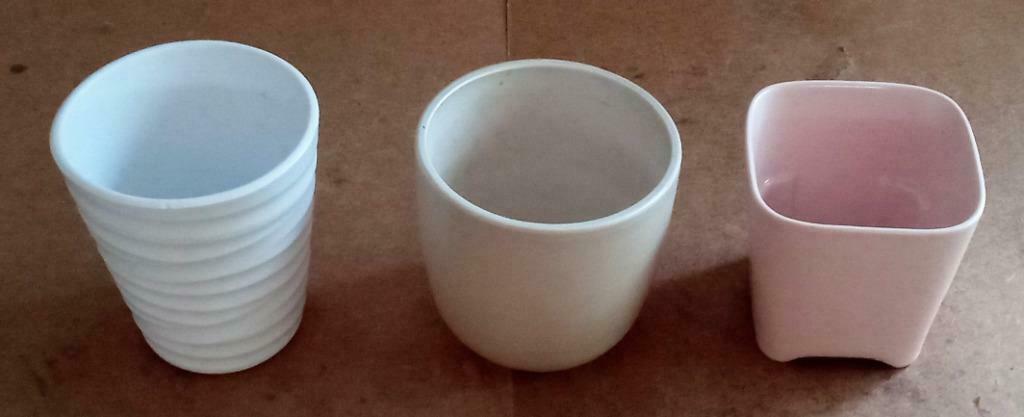 3 pots de fleur en céramique, Moins de 25 cm, Comme neuf, Enlèvement, Intérieur
