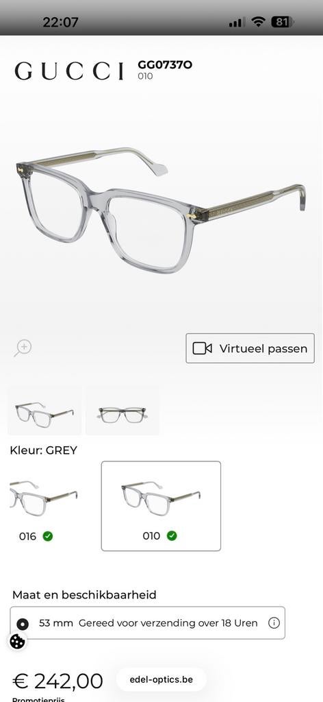 Originele Gucci leesbril -2,50 langs beide kanten, Ophalen, Bril