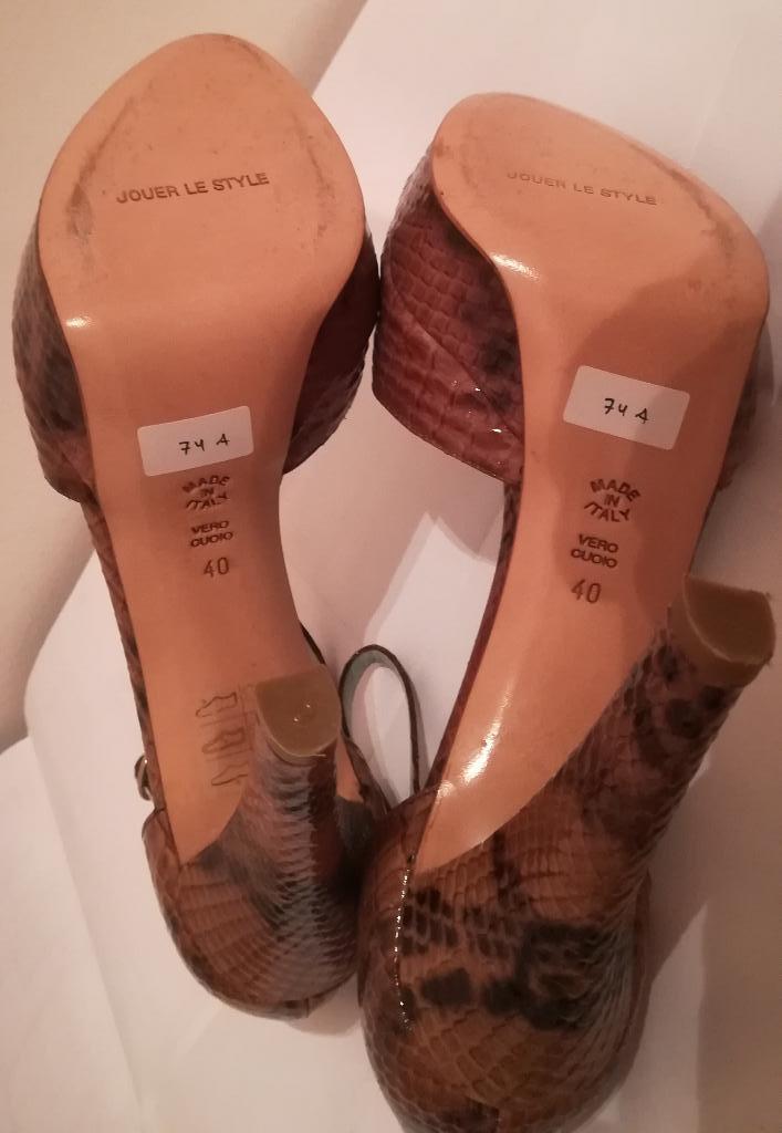 74A* Jouer Le Style - sexy sandales full cuir super luxe p40, Neuf, JOUER LE STYLE, Chaussures à haut talons, Brun