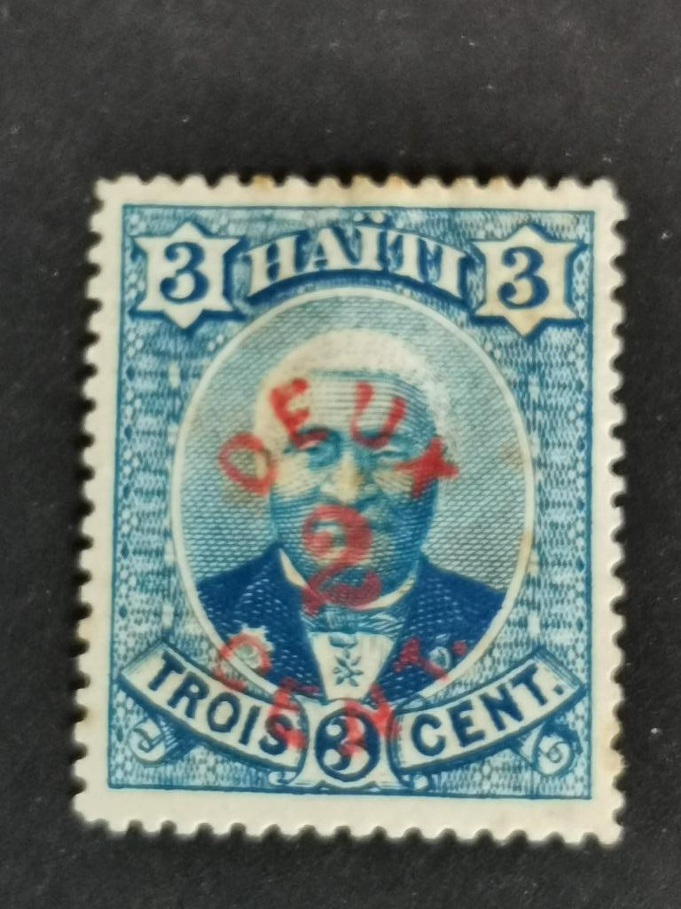 Haiti 1890 - President Salomon - met opdruk "Deux 2 Cent", Ophalen of Verzenden, Midden-Amerika