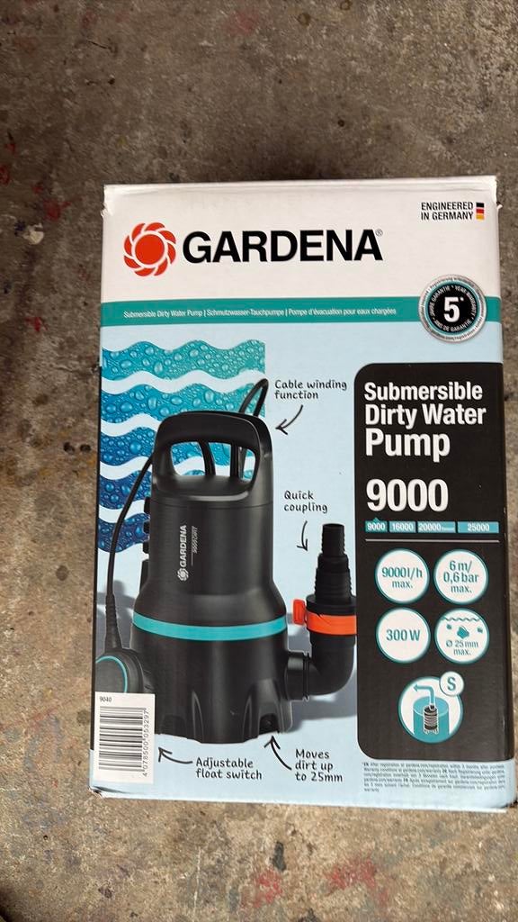 Pompe d’évacuation eau gardena, Enlèvement, Neuf, Électrique