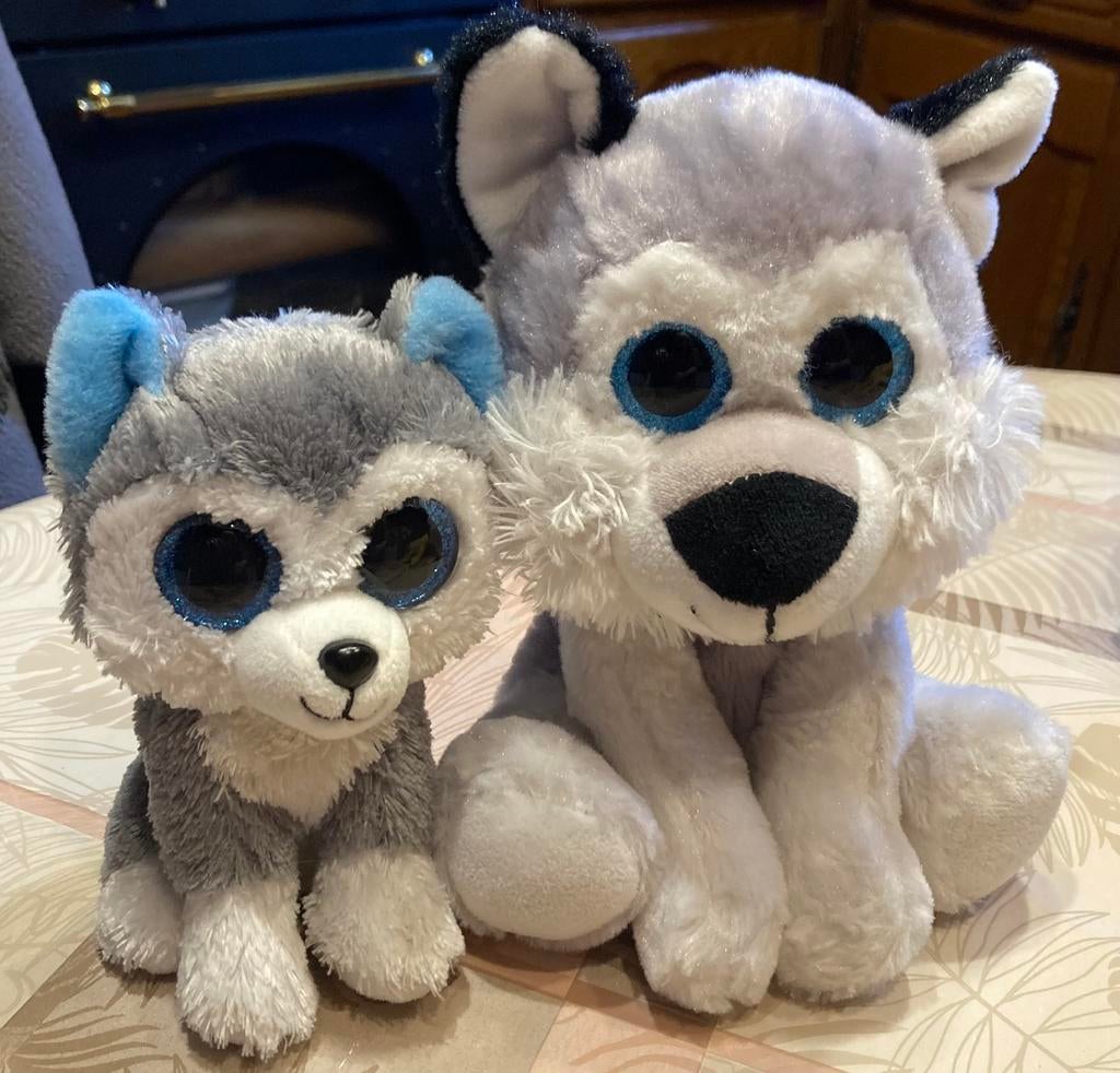 2x husky knuffel,Tiny Love., Kinderen en Baby's, Speelgoed | Knuffels en Pluche, Ophalen, Zo goed als nieuw, Hond