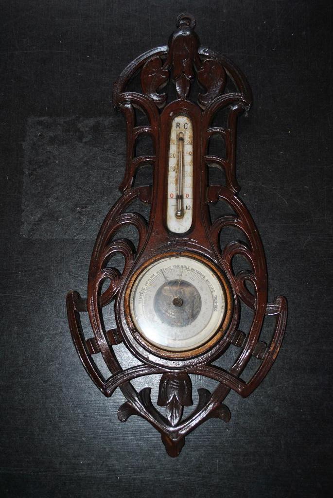 Grand baromètre en bois sculpté Art Nouveau Pour décoration, Enlèvement ou Envoi