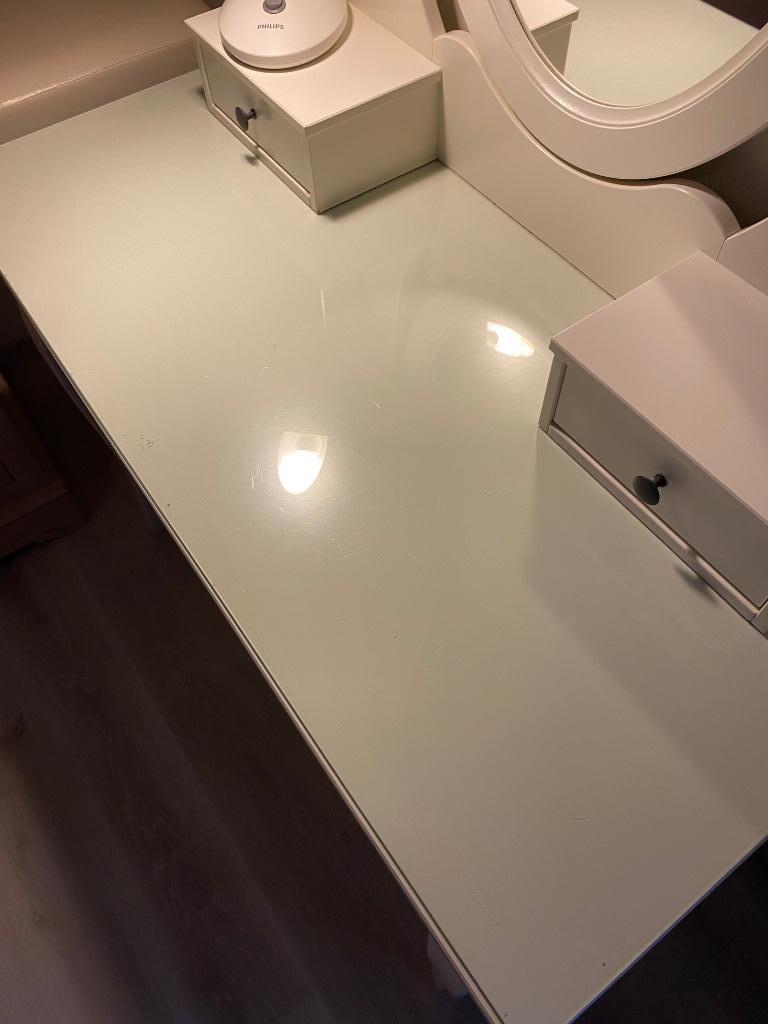 HEMNES toilettafel met spiegel, wit, 100X50cm, Huis en Inrichting, Ophalen, 100 tot 150 cm, Zo goed als nieuw, 150 tot 200 cm