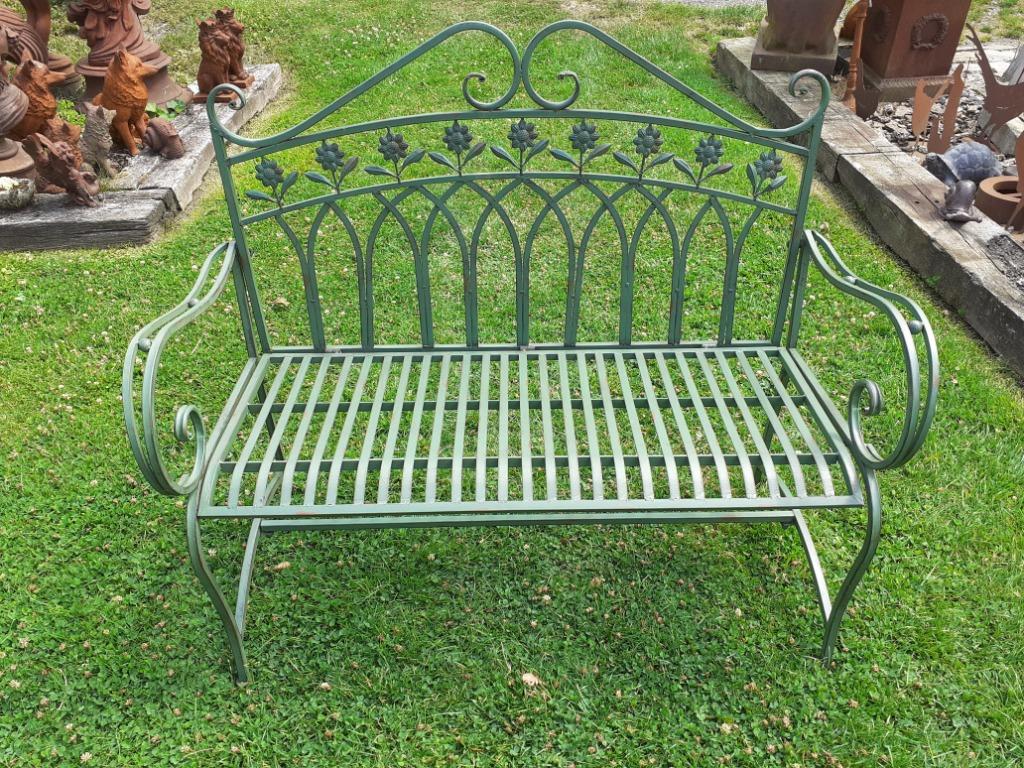 SUPERBE BANC DE JARDIN EN FER FORGE PATINE DECOR FLORAL, Enlèvement, Neuf, Métal