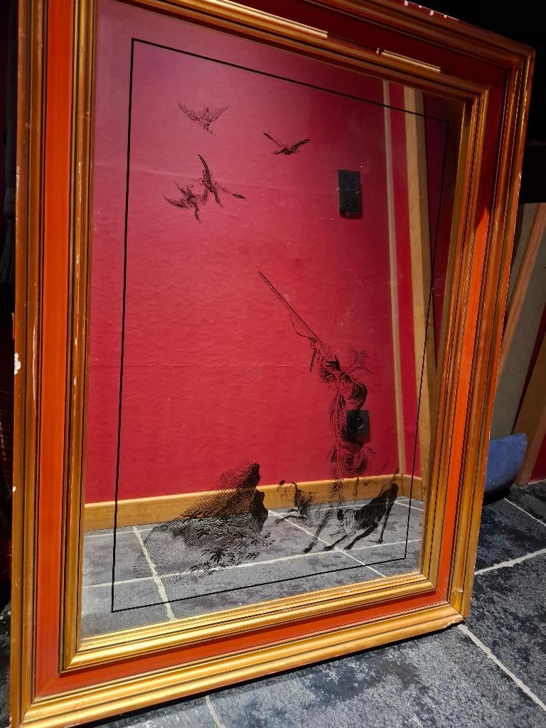 Spiegel met jachttafereel, Ophalen