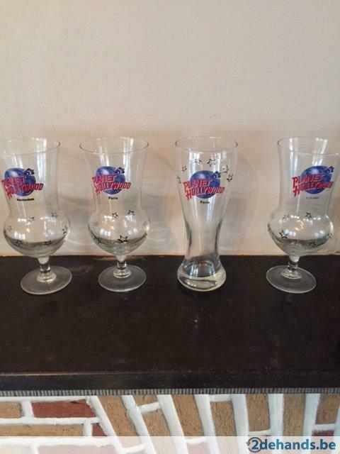 Glazen  Planet Hollywood Café 4 stuks, Ophalen, Gebruikt