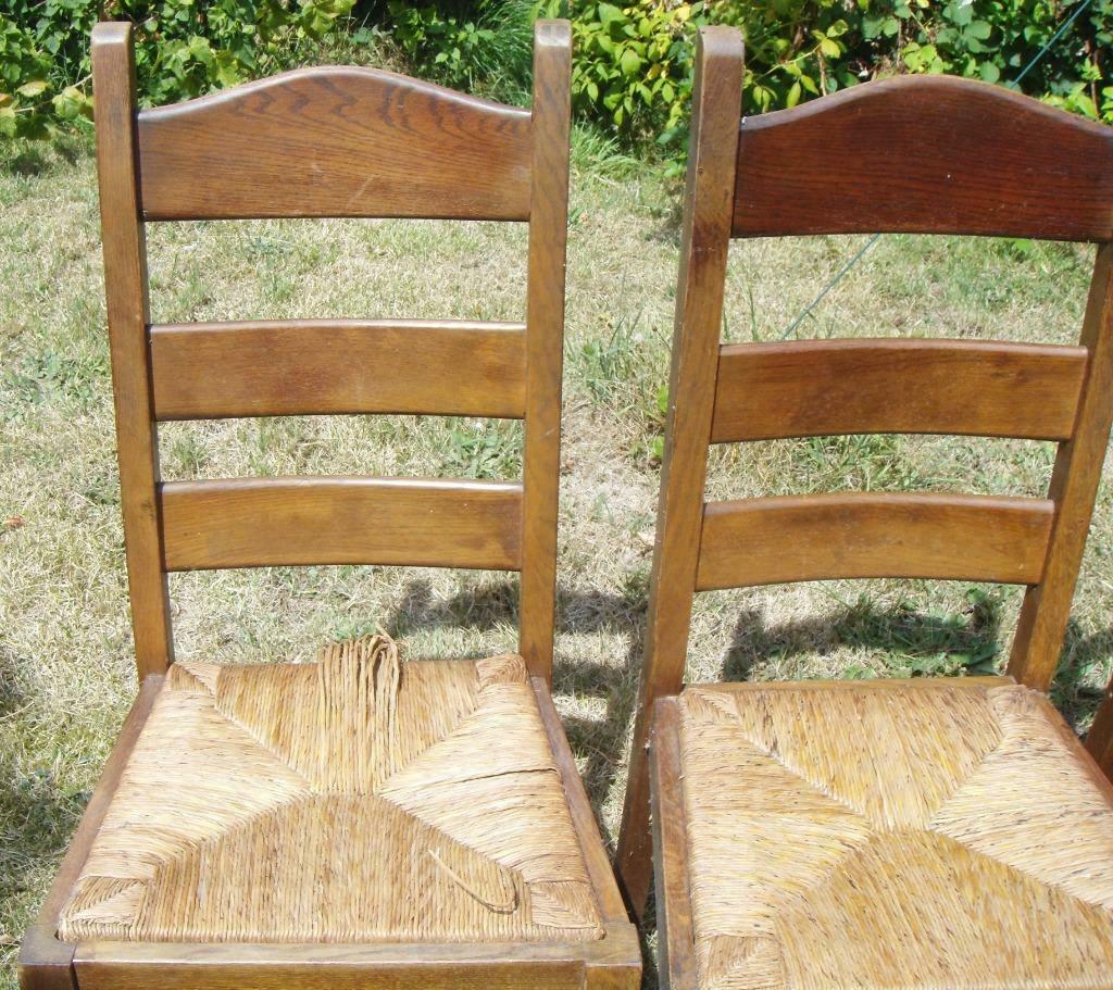 Lot de 3 chaises rempaillées en chêne, Enlèvement, Utilisé