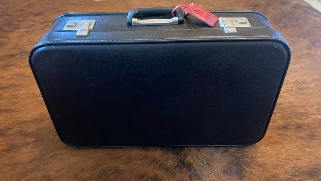 Vintage zwarte koffer, Ophalen, Gebruikt, Overige materialen