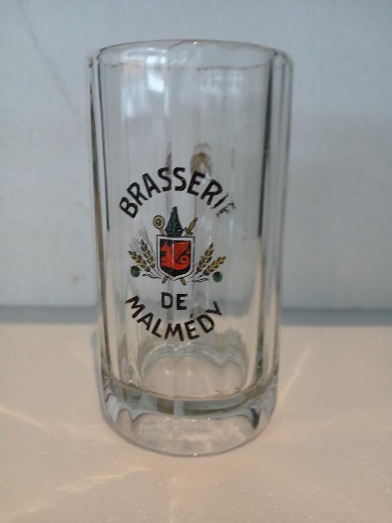 Ancienne chope en verre BRASSERIE DE MALMEDY, Collections, Enlèvement ou Envoi, Utilisé, Verre ou Verres, Autres marques
