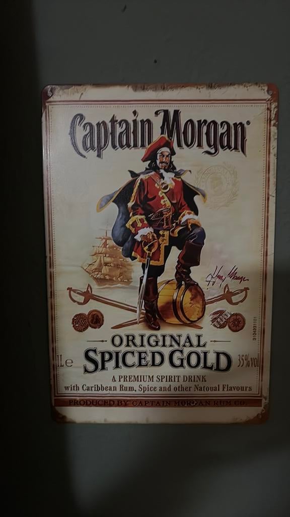 Captain morgan metaal reclame bord, Verzamelen, Ophalen, Zo goed als nieuw, Reclamebord
