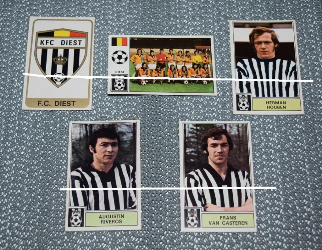 Panini/Football 1972 - 73/KFC Diest/5 autocollants, Envoi, Comme neuf, Affiche, Image ou Autocollant