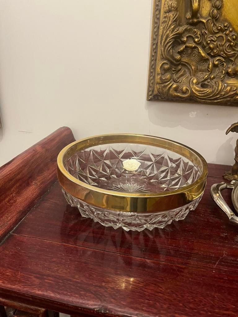 Val Saint Lambert kristallen schaal met gouden rand, Antiek en Kunst, Ophalen