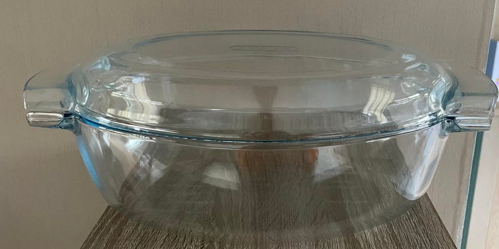 Ovalen Pyrex pot met deksel, Ophalen of Verzenden, Gebruikt, Glas, Overige typen