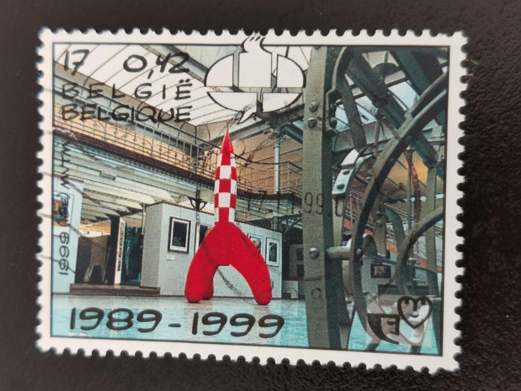 Belgie 1999 - ruimtevaart - raket van Kuifje - stripmuseum, Ophalen of Verzenden, Gestempeld, Ruimtevaart