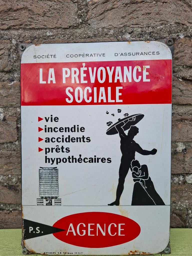 Origineel Emaillebord La Prévoyance sociale, Enlèvement ou Envoi