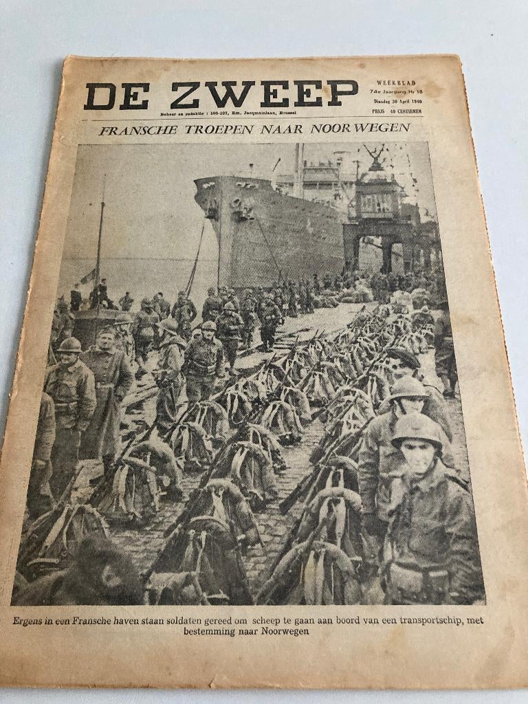" De Zweep "nr 18 1940 : Ballon Belgisch leger, soldaten,..., Ophalen of Verzenden, 1920 tot 1940, Tijdschrift