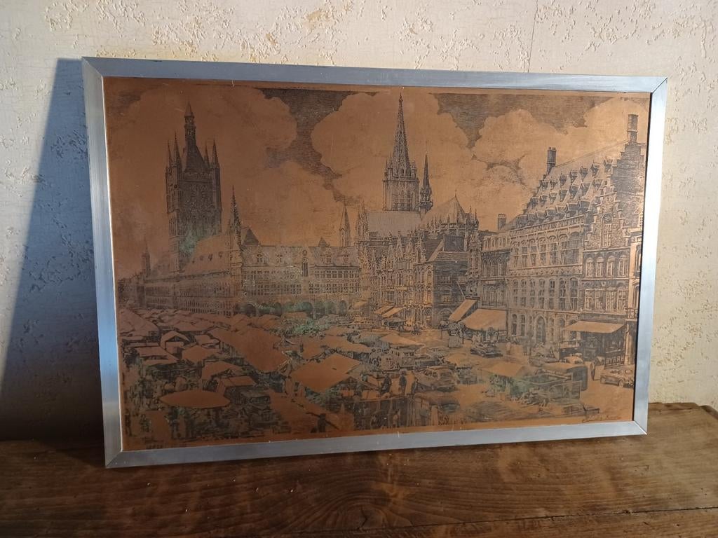 Genummerde koper ets Ieper, Antiek en Kunst, Kunst | Etsen en Gravures, Ophalen of Verzenden