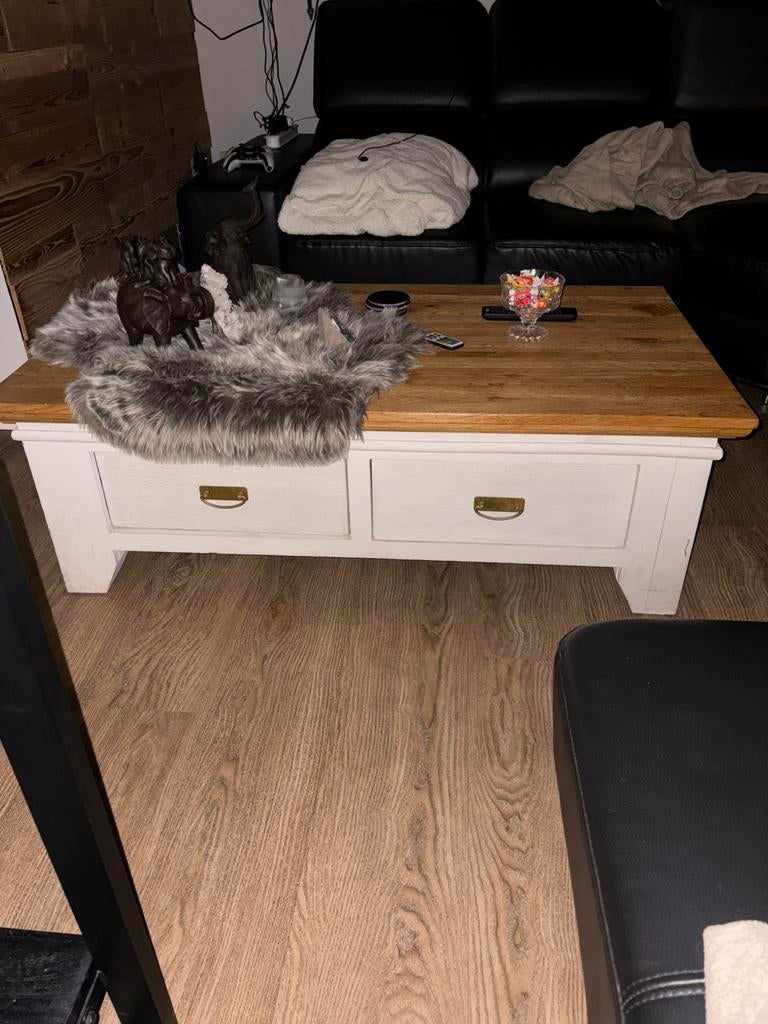 Massief Hout salontafel, Huis en Inrichting, Ophalen, Gebruikt, 100 tot 150 cm, Eikenhout