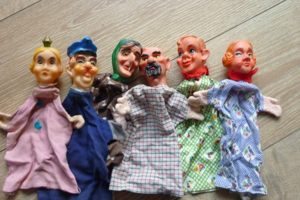 Lotje (6) vintage handpoppen, Antiek en Kunst, Ophalen of Verzenden