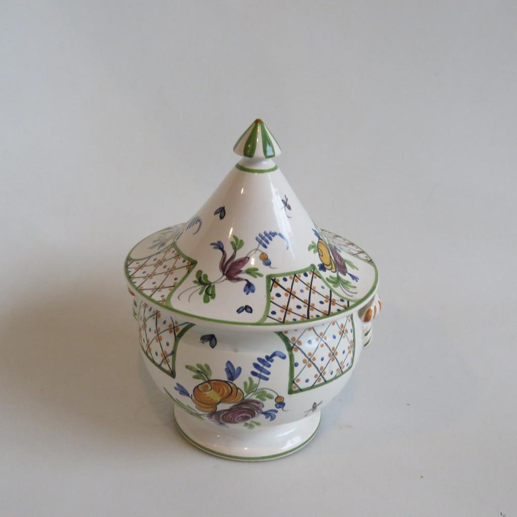 Vintage terrine suikerpot porselein Vieux Rouen Fait main, Ophalen of Verzenden