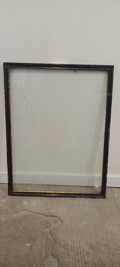 Cadre ancien vide bois noir et or avec verre,50x66,47x63,c2, Maison & Meubles, Accessoires pour la Maison | Cadres, Utilisé, Bois