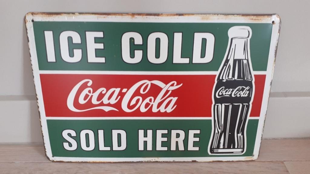 Rusty-old vintage look metalen wandplaat Ice Cold Coca Cola, Ophalen of Verzenden, Nieuw, Reclamebord