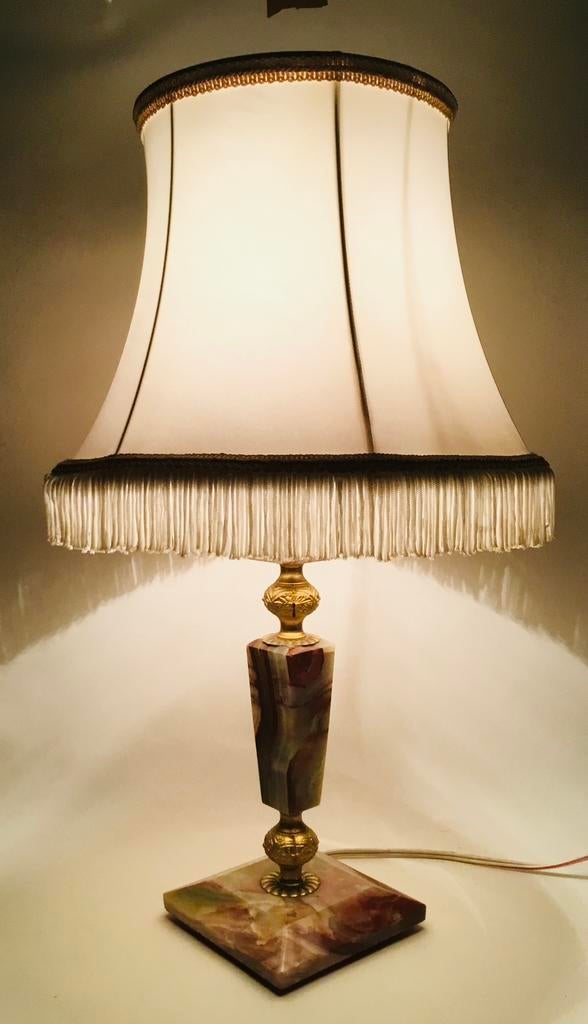Vintage design grote sfeer tafellamp marmer / onyx + messing, Antiek en Kunst, Verzenden