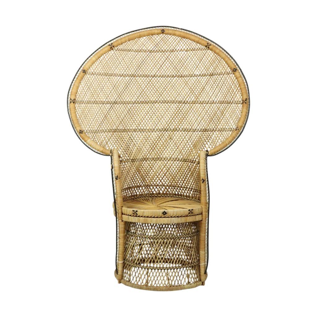 Grote Pauwstoel Rotan Emanuelle Stoel XL Boho Stijl 149cm, Huis en Inrichting, Stoelen, Ophalen, Gebruikt, Bruin, Boho