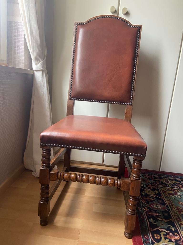 Eiken stoelen met lederen bekleding 6 stuks, Ophalen