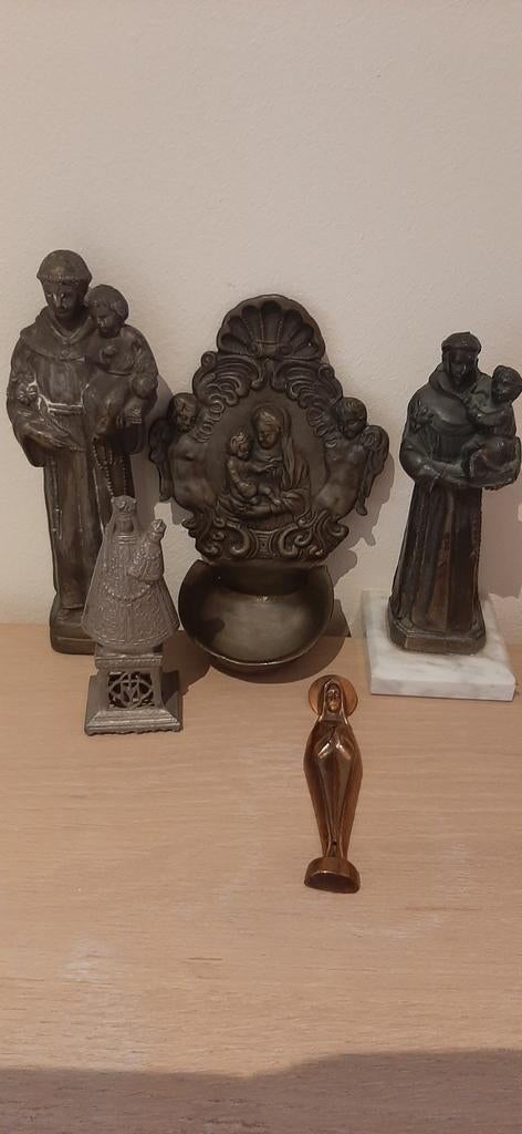 Heiligenbeelden tin, zamac, koper, Antiek en Kunst, Ophalen of Verzenden