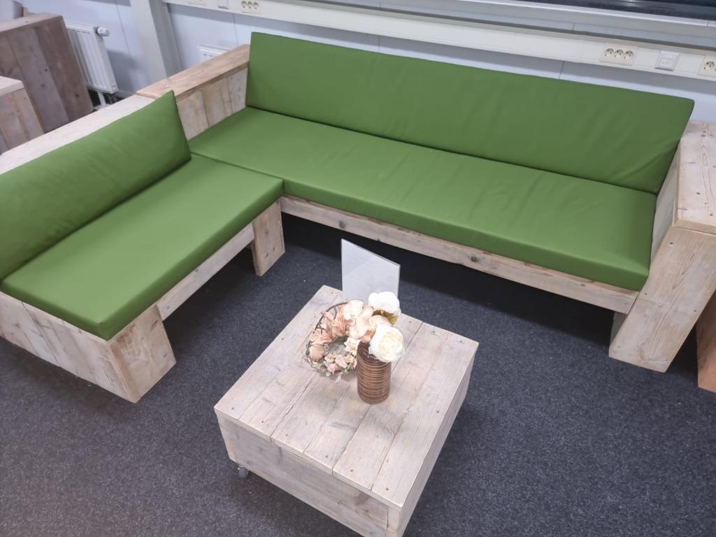 STEIGERHOUT SHOWROOM LEEGVERKOOP TOT WEL 80% KORTING TUINSET, Gebruikt, Steigerhout, Ophalen of Verzenden, Eettafel