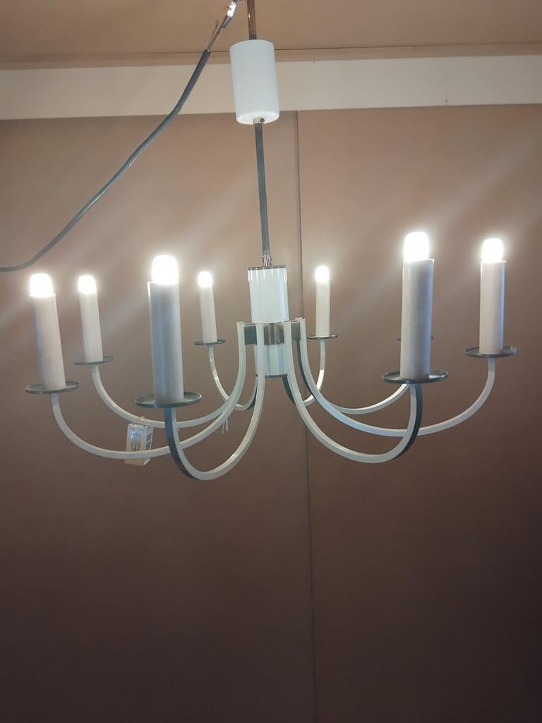 roomkleurige vintage luster, Ophalen of Verzenden, Gebruikt, Metaal