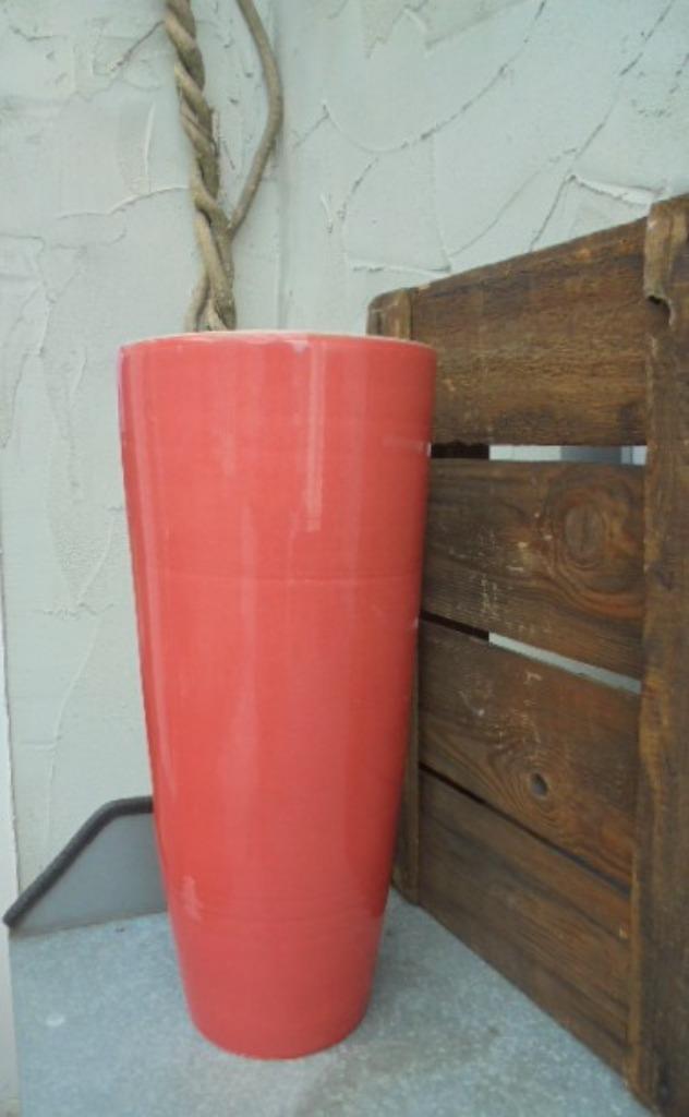 VAAS KERAMIEK SIGNAALROOD GEGLAZUURD TAPS 37,5 x dia 16,5cm, Huis en Inrichting, Ophalen of Verzenden, Nieuw, Rood